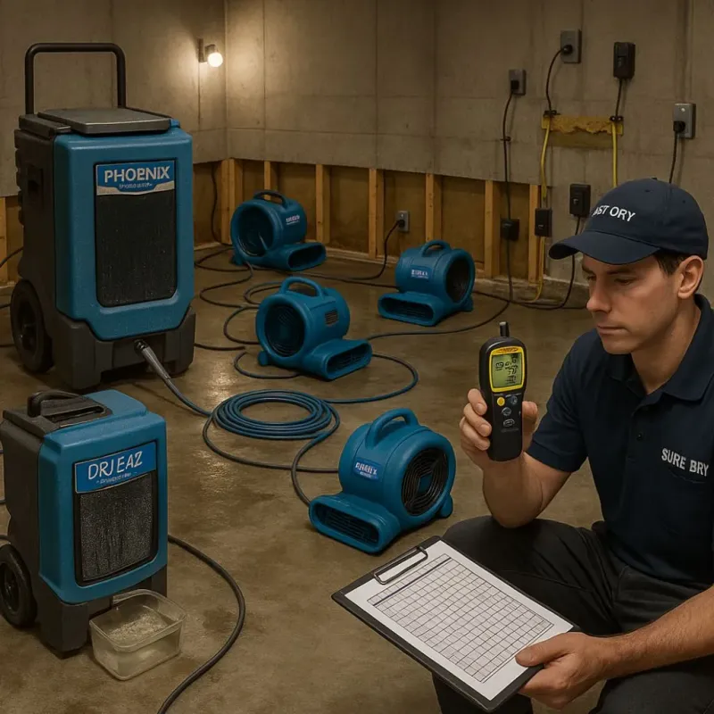 Structural Drying and Dehumidification process in Brookline, NH